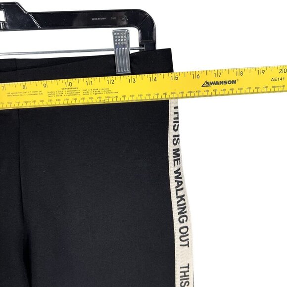 Zara Women L Black Yoga Pants High Waist Edgy Side Text "This Is Me Walking Out" - Picture 12 of 16
